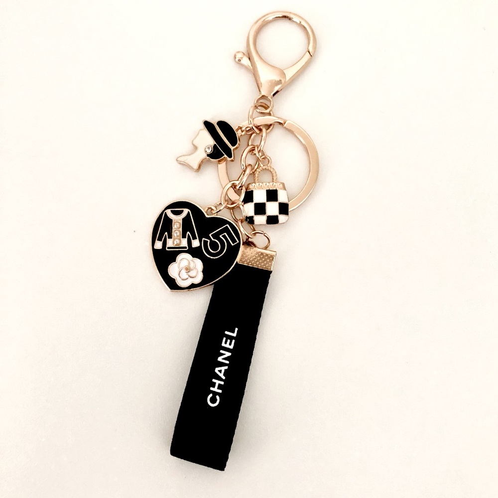Chanel Black Ribbon Bag Charm Keychain
